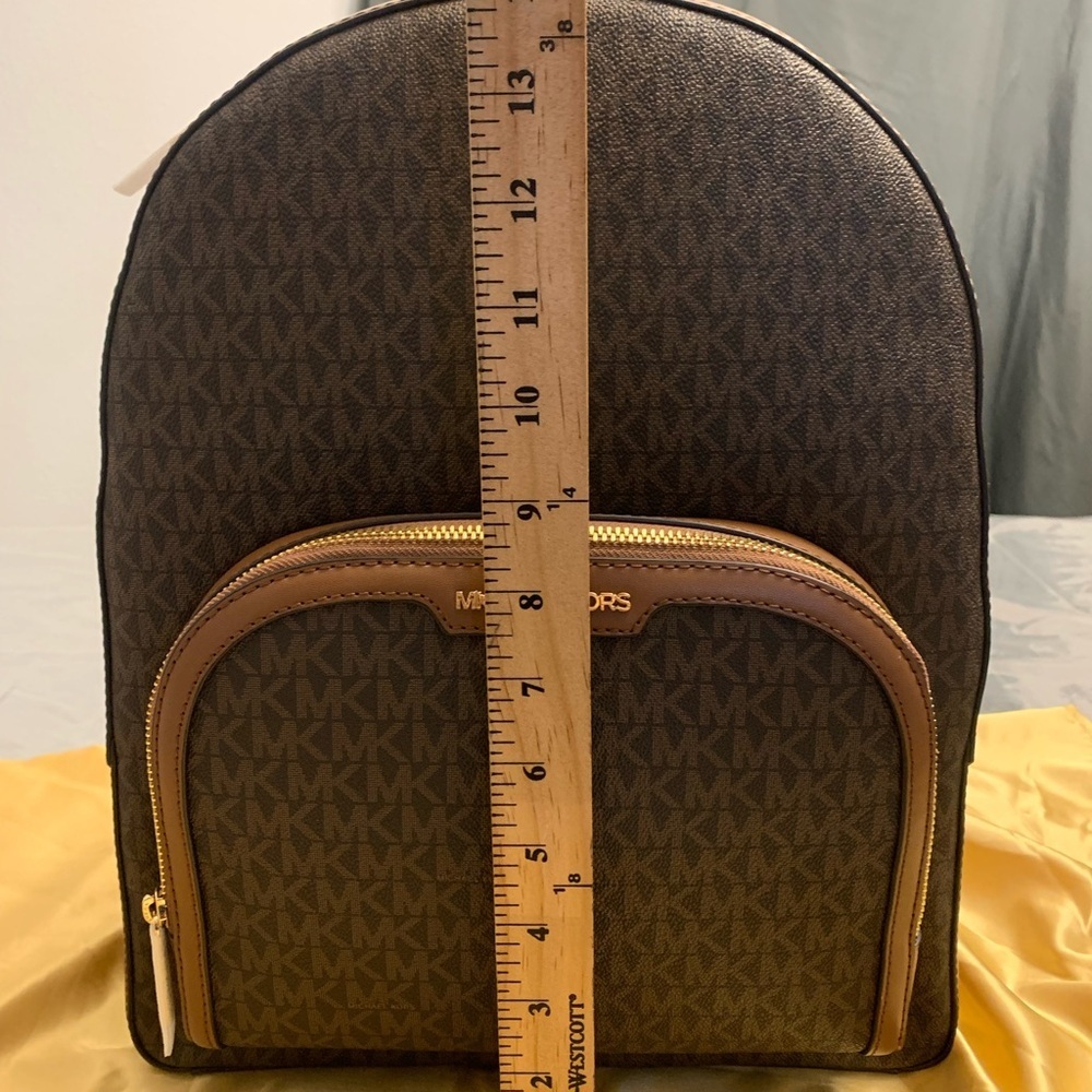 Michael Kors Jaycee Large Brown Dome Backpack with Monogram Patterned NWT - Picture 4 of 10